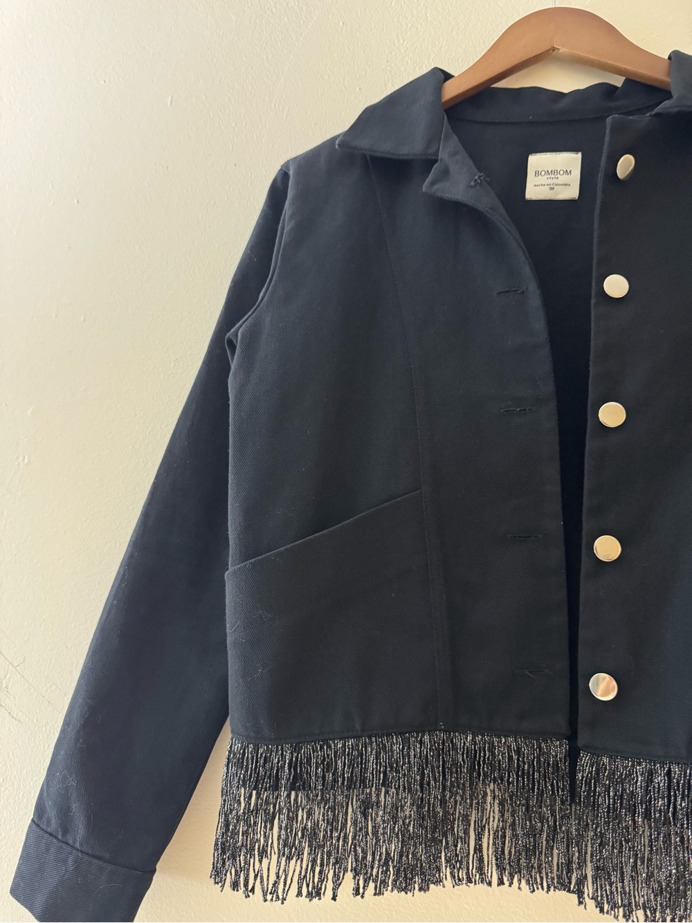 Fringe Hem Jean Jacket in Black by Boundless - Picture 4 of 7